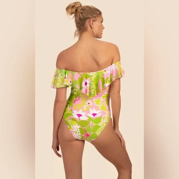 NWT Trina Turk Plus Size 14 La Palma Swimsuit Pink and Green One Piece - Picture 8 of 8